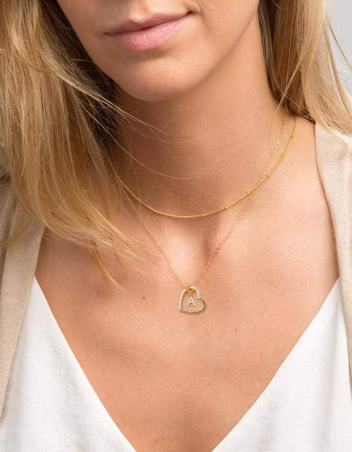 Load image into Gallery viewer, Easter Gifts for Kids Teen Girls - Cubic Zirconia Heart Pendant Initial Necklace, Dainty Initial Letter a - Z Necklace Jewelry Easter Gifts for Kids Girls Women

