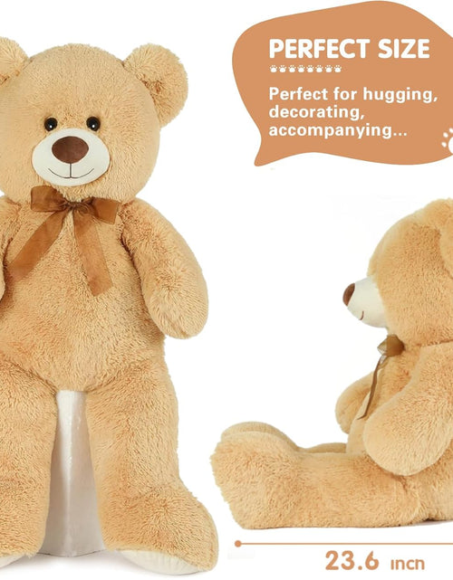Load image into Gallery viewer, Giant Teddy Bear Stuffed Animal-35.4'' Large Teddy Bear, Soft Large Teddy Bear Plush Toy, Brown Teddy Bear, Big Stuffed Bear for Girl Boy Girlfriend Valentines Christmas Birthday, Light Brown
