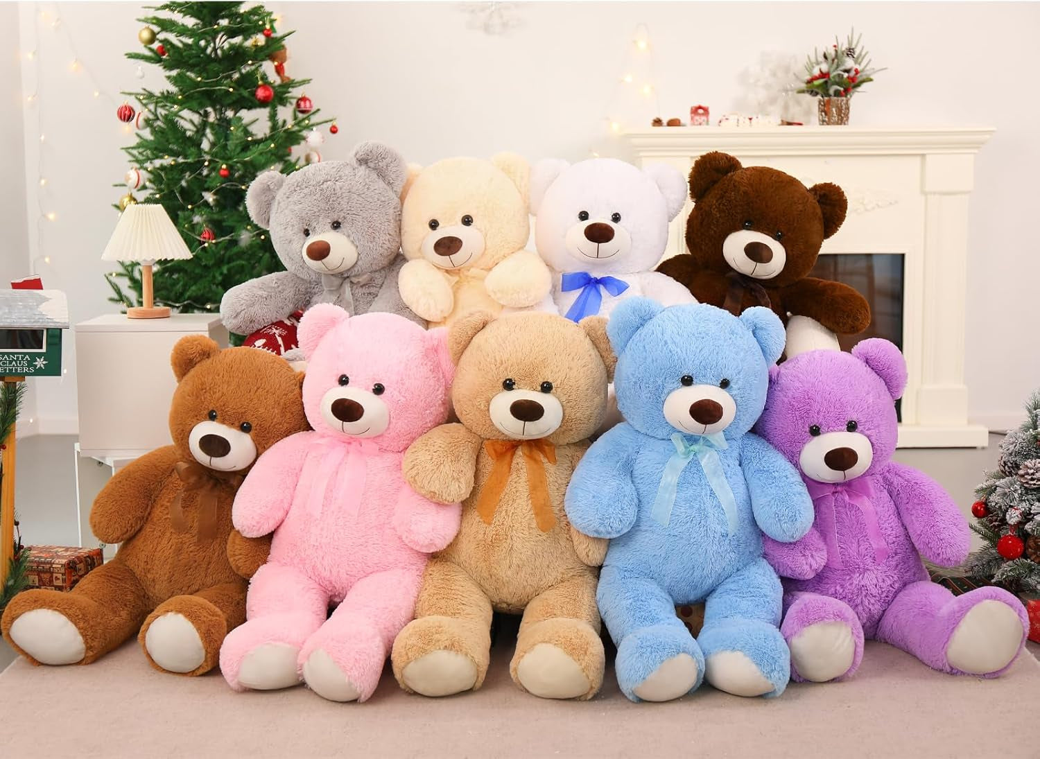 Giant Teddy Bear Stuffed Animal-35.4'' Large Teddy Bear, Soft Large Teddy Bear Plush Toy, Brown Teddy Bear, Big Stuffed Bear for Girl Boy Girlfriend Valentines Christmas Birthday, Light Brown