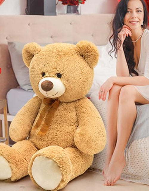 Load image into Gallery viewer, Giant Teddy Bear Stuffed Animal-35.4'' Large Teddy Bear, Soft Large Teddy Bear Plush Toy, Brown Teddy Bear, Big Stuffed Bear for Girl Boy Girlfriend Valentines Christmas Birthday, Light Brown

